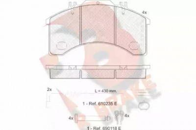 R BRAKE rb1042111 -  Комплект тормозных колодок, дисковый тормоз
